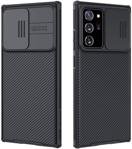 Луксозен твърд гръб със силиконова рамка Nillkin Cam Shield Pro за Samsung Galaxy Note 20 Ultra N985F / Samsung Galaxy Note 20 Ultra 5G N986B черен 